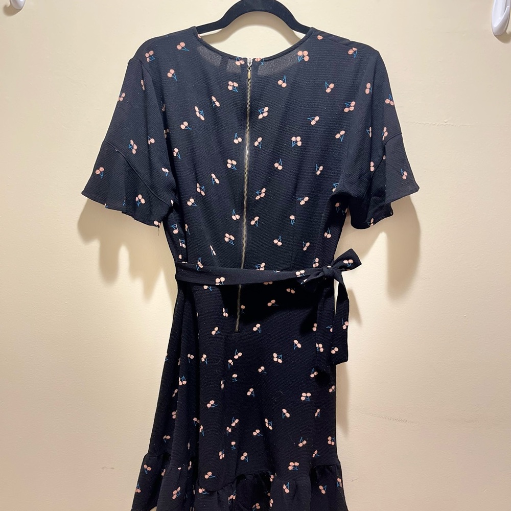 Black Cherry Pattern Wrap Dress Size Large - image 3